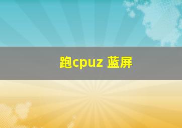 跑cpuz 蓝屏